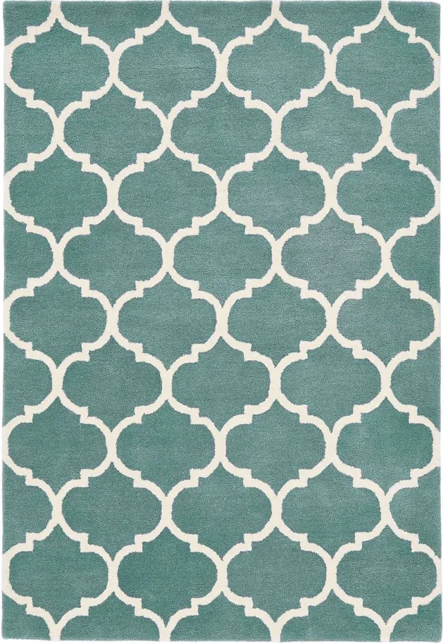 Eazy Living Easy Living - Albany-Ogee-Duck-Egg Vloerkleed - 160x230 - Rechthoek - Laagpolig Tapijt - Klassiek - Blauw, Wit