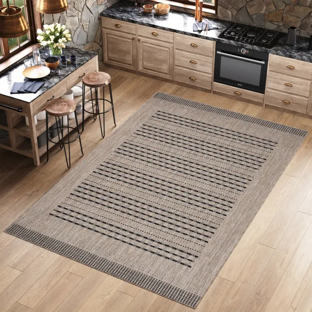 Tapiso Melissa Vloerkleed Bruin Gestreept Tapijt voor Balkon Tuin Terras Maat- 240x330 Bruin 2