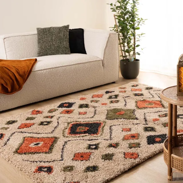 Boho&me Hoogpolig vloerkleed - Artisan beige/multi 120x170
