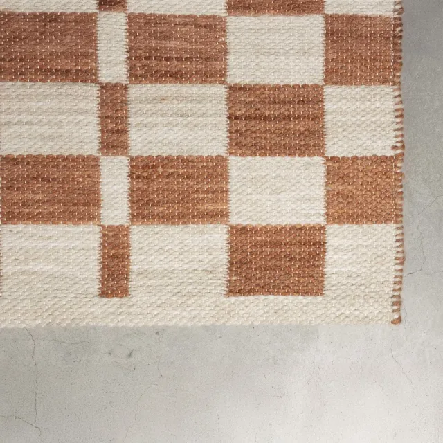 Zuiver Checker vloerkleed terra beige, foto 5