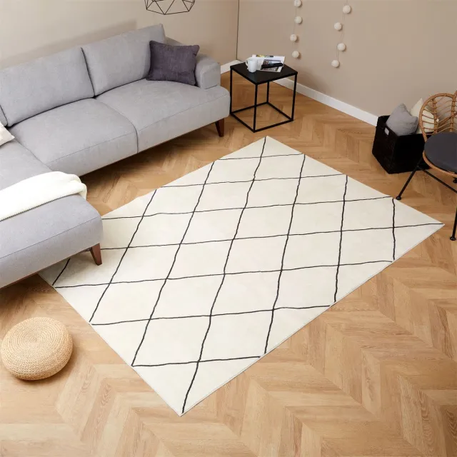 IDIMEX Wasbaar tapijt RHOMB 160 x 230 cm – Crèmewit