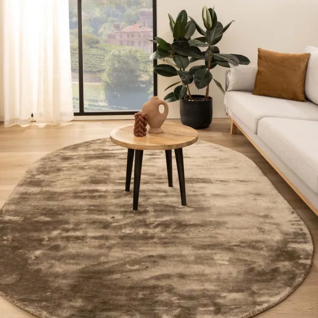 Paon Brillant Viscose vloerkleed ovaal - Pearl bruin 300x400