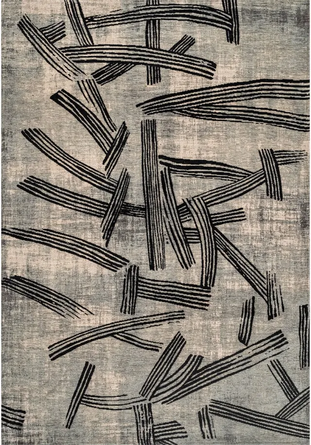 Louis de Poortere Wasbaar Binnen & Buiten Vloerkleed - 240 x 240 cm - Louis De Poortere Kanji Dark Street - Laagpolig Tapijt - Gerecycled PET - Made in Belgium - Circulair Grijs