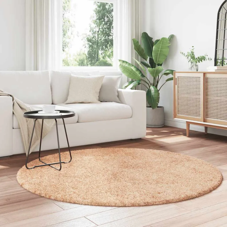 vidaXL Hoogpolig vloerkleed NAVARRA 160x160 cm polyester beige, foto 2