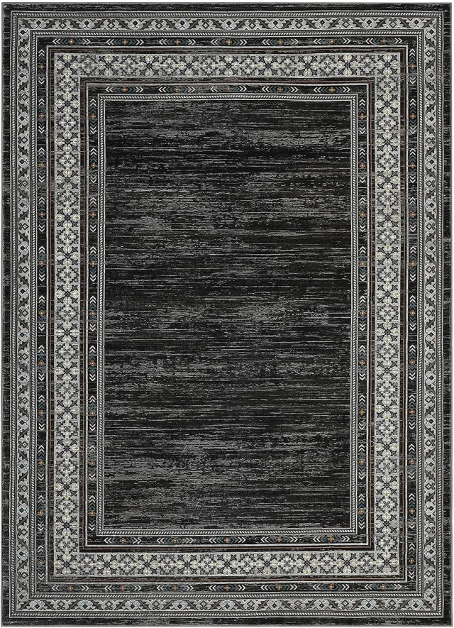 Danky Modern Vloerkleed Abstract Design 120x170 cm Zwart - Opvouwbaar Zacht Poolkleed met Antislip Onderkant