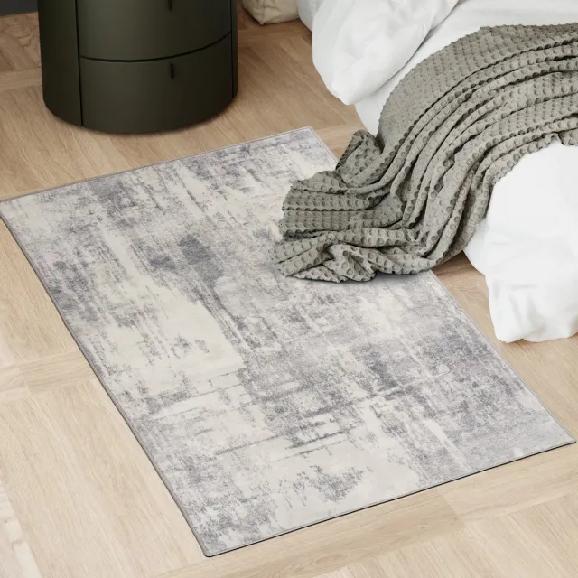 Tectake Vintage design tapijt - Laagpolig vloerkleed voor woonkamer, kinderkamer, slaapkamer of hal - Wasbaar - Div. afmetingen - 80x150cm - beige/grijs beige grijs