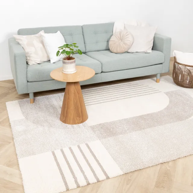 Fraai Hoogpolig vloerkleed - Serene Shapes Creme | Vredig! - 80x150cm Crème