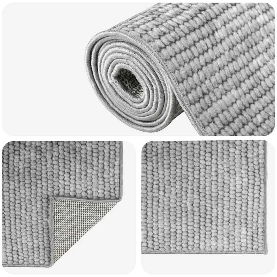vidaXL Vloerkleed Grijs 160 x 230 cm 100% Polyester 3 mm Wasbaar, foto 3