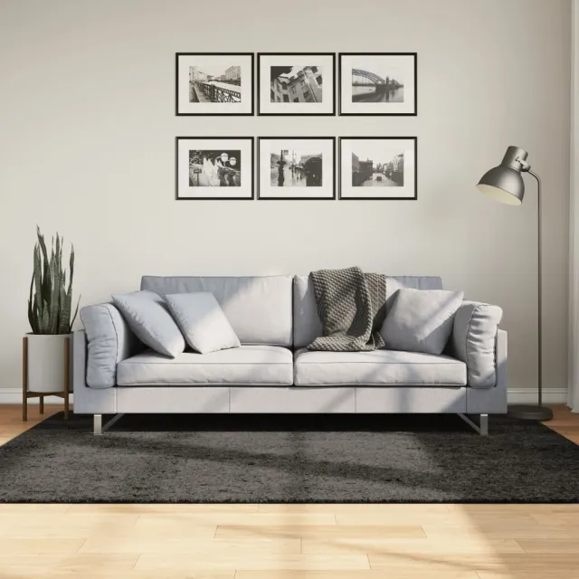 vidaXL Vloerkleed ISTAN hoogpolig glanzend 140x200 cm antracietkleurig Anthraciet