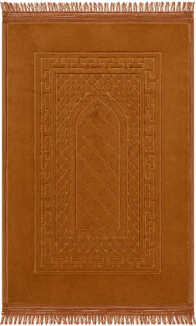 Baraka Treasures Luxe Gebedskleed - XL Gebedskleed - Anti-slip Gebedskleed - Islamitische Gebedskleed - Fluwelen Gebedskleed - Gebedsmat - Ramadan Geschenk - Sajada - Seccade - 120cm x 80cm - Bruin