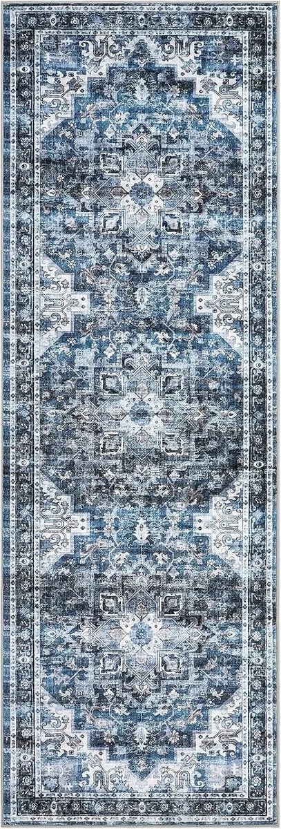 Triumpunpre Perzisch Vloerkleed - Wasbaar Antislip Fluweelzacht - Blauw - 80x150 cm