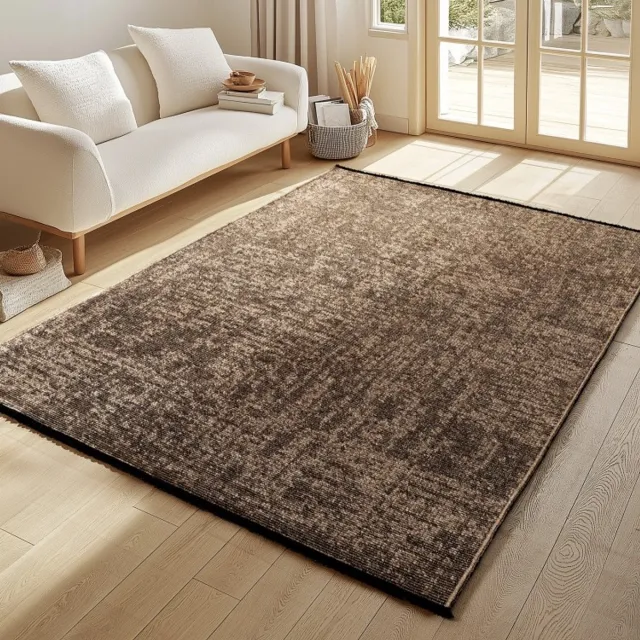 TapisTrend Designer tapijt Bruin 200x290 cm Binnenkleed, gemarmerd patroon, bruine, katoenchenille, modern design