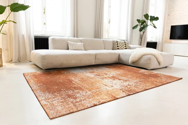 Louis de Poortere Wasbaar Binnen & Buiten Vloerkleed - 290 x 290 cm - Louis De Poortere Virgin Land Mars - Laagpolig Tapijt - Gerecycled PET - Made in Belgium - Circulair Oranje
