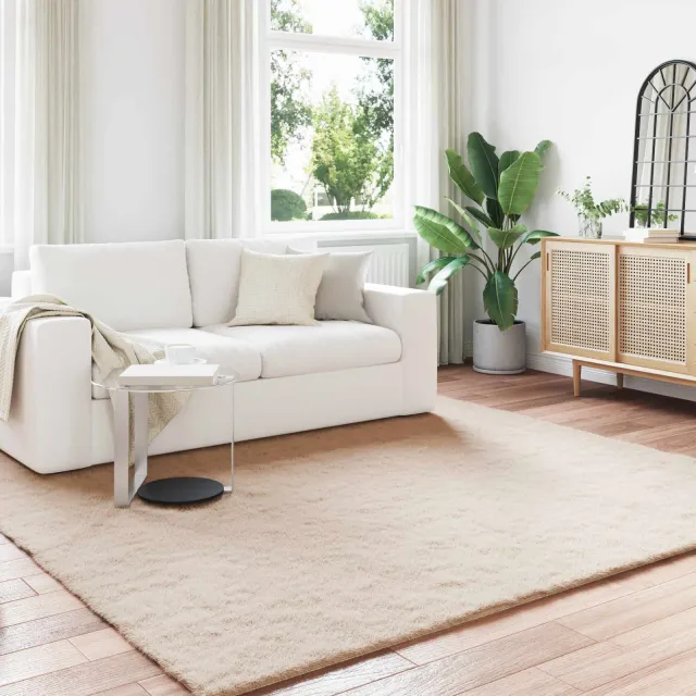 vidaXL Antislip vloerkleed van imitatie konijnenbont OLITE crème, foto 2