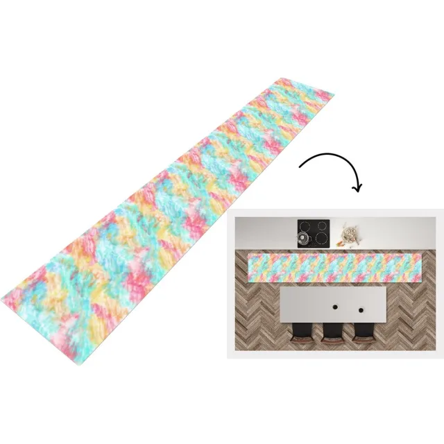 KitchenYeah Keukenloper - Keukenmat - Textiel - Tie dye - Verf - Patronen - Keuken vloerkleed Multicolor