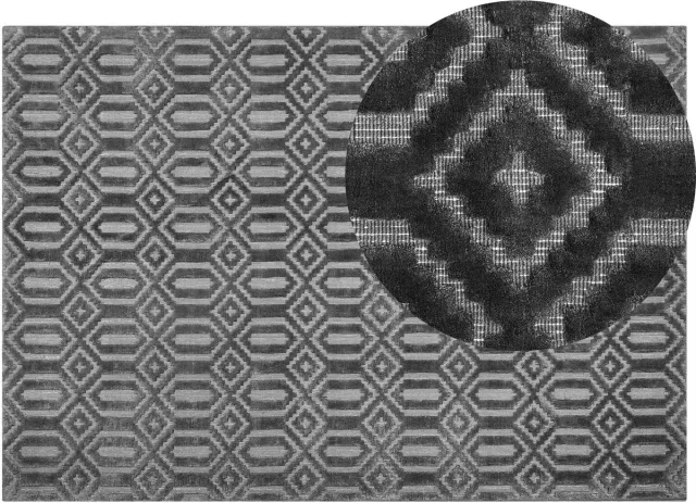 Beliani ADATEPE - Laagpolig vloerkleed - Donkergrijs - Viscose