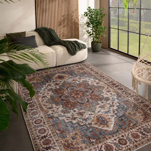 Heritaged Vintage buitenkleed - Valenca Brio beige/lichtblauw 230x330