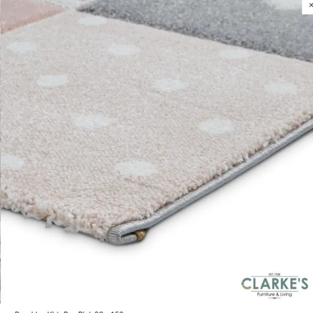 Think Rugs Vloerkleed 'Brooklyn Kids' - Roze/Grijs/Wit - 80x150 cm