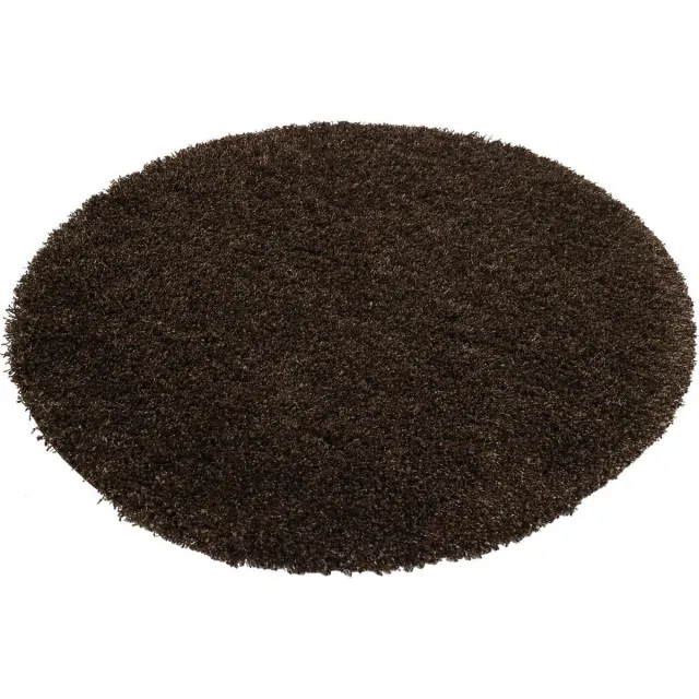 Merinos Shaggy Plus 964 vloerkleed – hoogpolig en effen – Bruin – Ø 200 cm rond