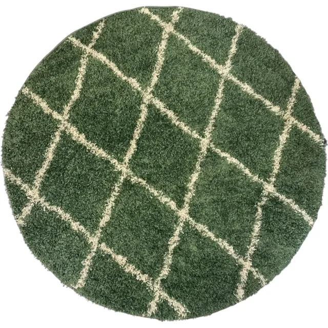 Aledin Carpets Kan Kan - Rond Vloerkleed 150 cm - Modern - Hoogpolig - Groen - Tapijten woonkamer