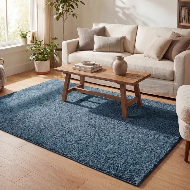 NATURL. Hoogpolig vloerkleed - Lofty Blauw | Haal kleur in huis! - 140x200cm