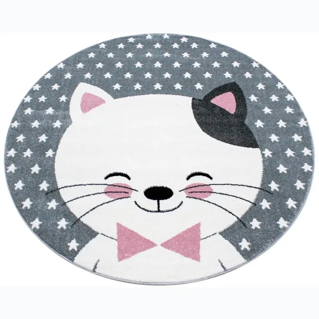 Dutch XXL Rond Kindervloerkleed | Tapijt | Kids | Kat | Roze