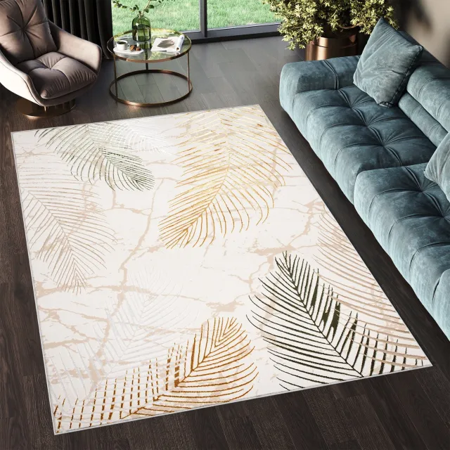 Tapiso Golden Vloerkleed Laagpolig Beige Modern Tapijt Maat- 160x230 Beige 2
