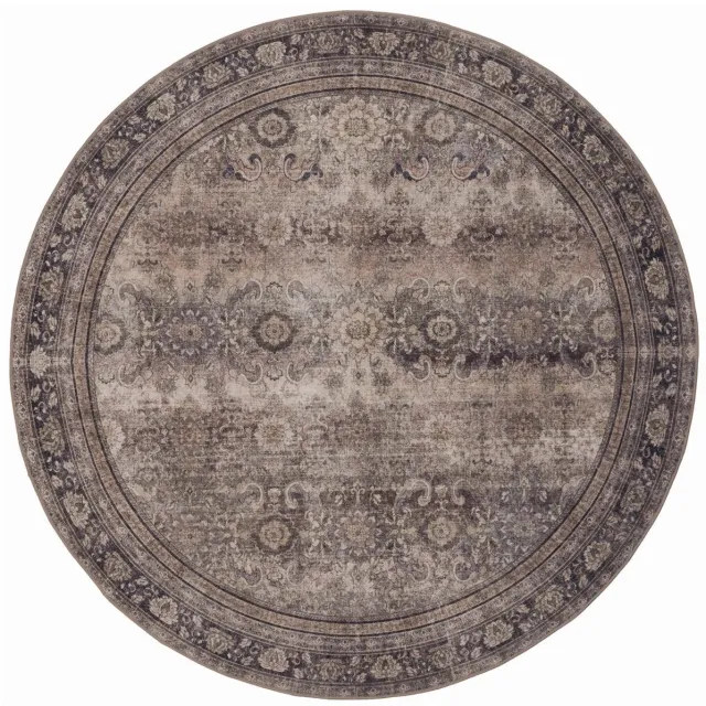 Dutch XXL Rond Vintage Vloerkleed | Tapijt | Inka | Siermotief | Bruin | 120x120 cm