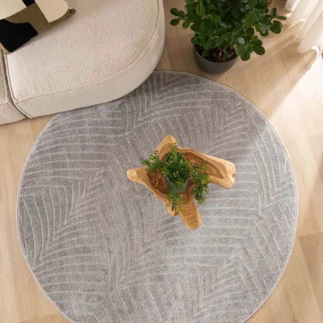 Nordic Weavers Scandinavisch vloerkleed rond - Contour Leaf grijs 100