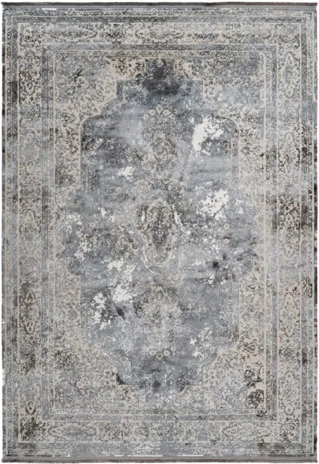 Muratap Luxury Picasso Elysee Laagpolig Velvet Vloerkleed Zilver Grijs