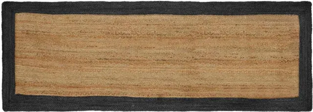 vidaXL Gebied - Tapijt - Donkergrijs - en - natuurlijk - 80 - x - 200 - cm - Jute Donkergrijs en Natuurlijk