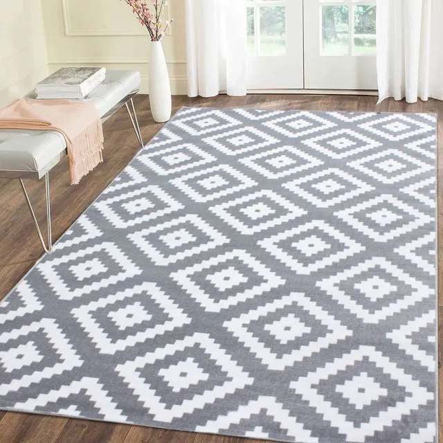 flycarpets Marlon Vloerkleed Boho - Laagpolig - Grijs / Wit