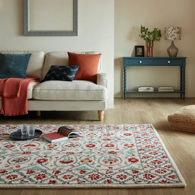 flycarpets Laagpolig vloerkleed Iris Traditional - Klassiek - Oosters - Rood / Blauw 120 x 170 cm