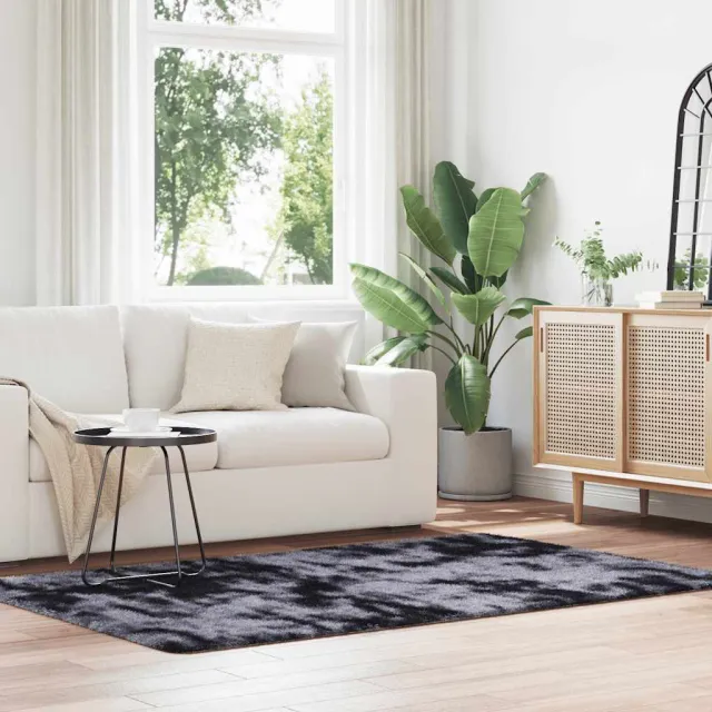 vidaXL Hoogpolig vloerkleed NAVARRA 130x200 cm polyester donkergrijs grijs