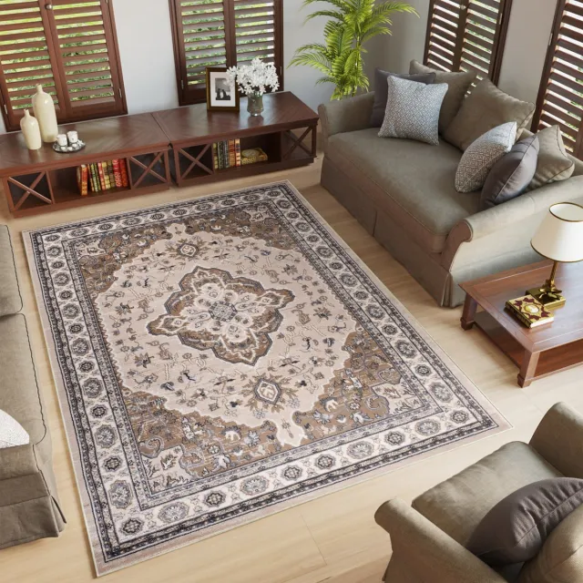 Tapiso Colorado Vloerkleed Grijs Modern Oosters Woonkamer Tapijt Grijs Beige3