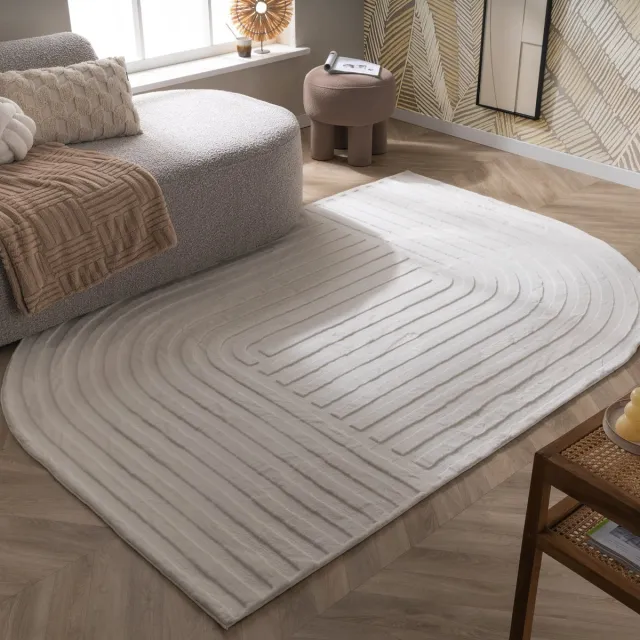 Fraai Organisch vloerkleed - Flowy Lines Creme - 200x290cm Crème