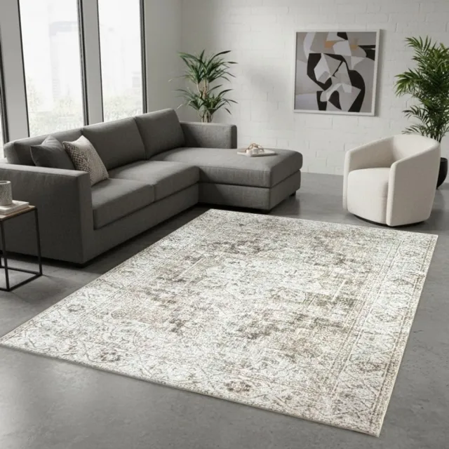 TapisTrend Oosters tapijt Grijs 80x150 cm Vintage met gepatineerd medaillon voor woonkamer, slaapkamer en eetkamer