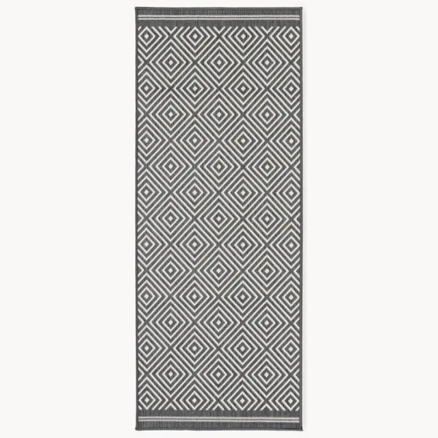 Westwing Collection Outdoor dubbelzijdige loper Reddy met ruitjesmotief Grijs