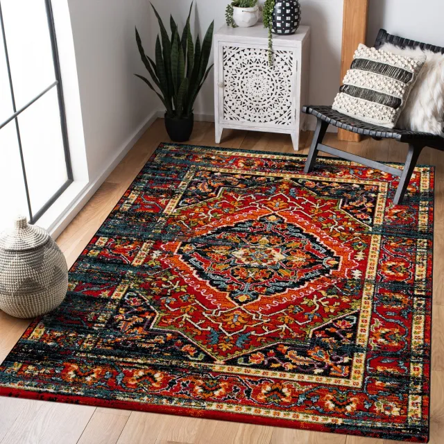 Muratap Vintage Marrakech Vloerkleed Zwart Multi Laagpolig- 240x340 CM Zwart, Multikleur
