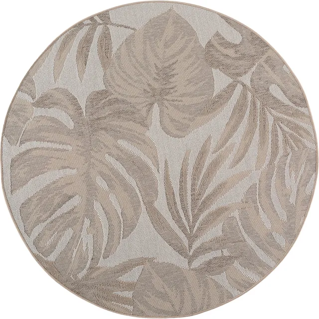 Ayyildiz Desert – Buitenkleed – Beige – Tropisch – Ø 200 cm rond