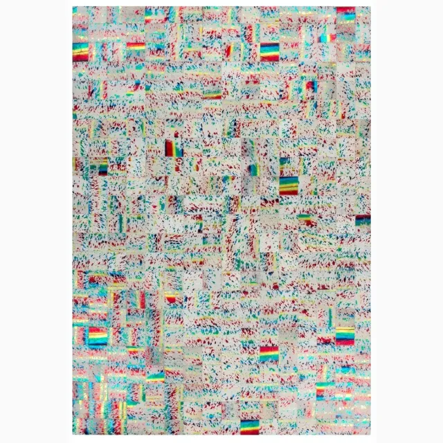 Dutch XXL Leren Vloerkleed | Tapijt | Rocket | Abstract | Crème/Multi Crème / Multi