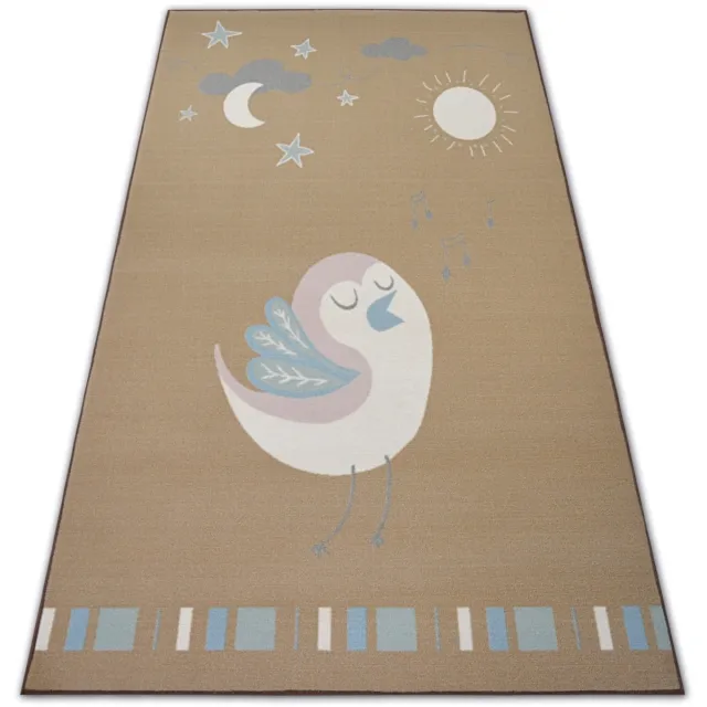 Kleden Rugsx TAPIJT voor kinderen LOKO VOGEL beige anti