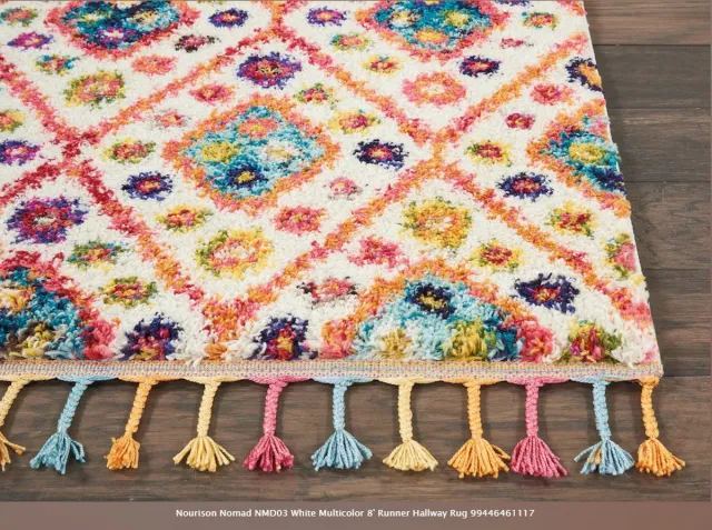 Nourison Vloerkleed 'Nomad NMD03' - Wit/veelkleurig - 70x240 cm Multicolor/Veelkleurig