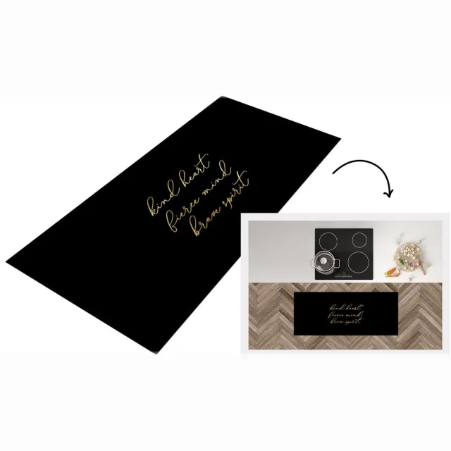 KitchenYeah Keukenloper - Loper keuken - Quotes - Spreuken - Goud - Zwart - Keukenloper vinyl Multicolor