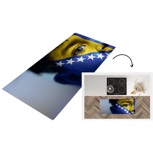 KitchenYeah Keukenloper - Loper keuken - Vlag van Bosnië en Herzegovina - Keukenloper vinyl Multicolor