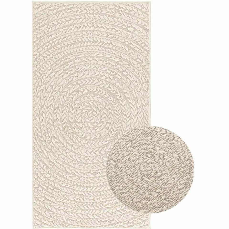 vidaXL Vloerkleed ZIZUR room binnen en buiten 60x110 cm jute look crème, foto 4