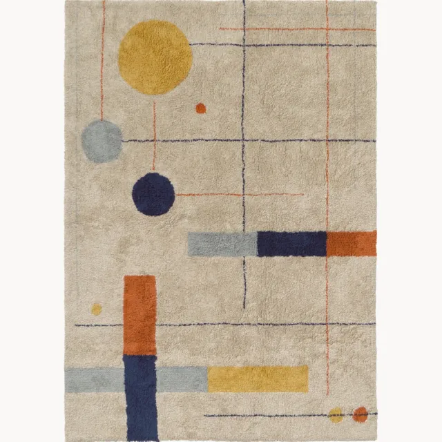 Lorena Canals Kindervloerkleed Geometrical Shapes, handgetuft, wasbaar Beige, Kleurrijk