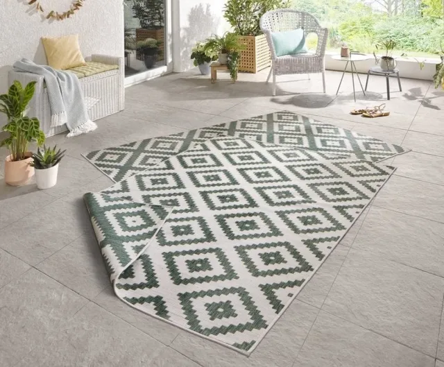 flycarpets Omkeerbaar Vloerkleed - Binnen & Buitenkleed Malta- Groen / Creme, foto 5
