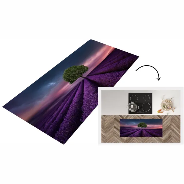 KitchenYeah Keukenloper - Loper keuken - Lavendel - Boom - Paars - Keukenloper vinyl Multicolor