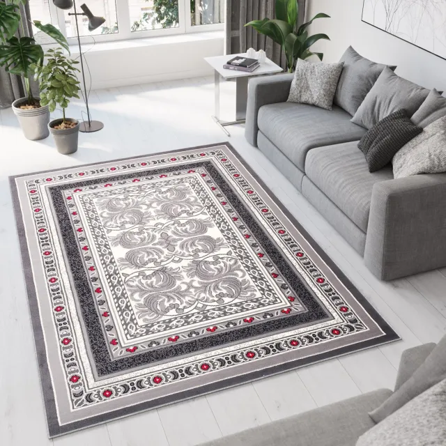 Tapiso Dream Vloerkleed Grijs Laagpolig Rood Woonkamer Tapijt